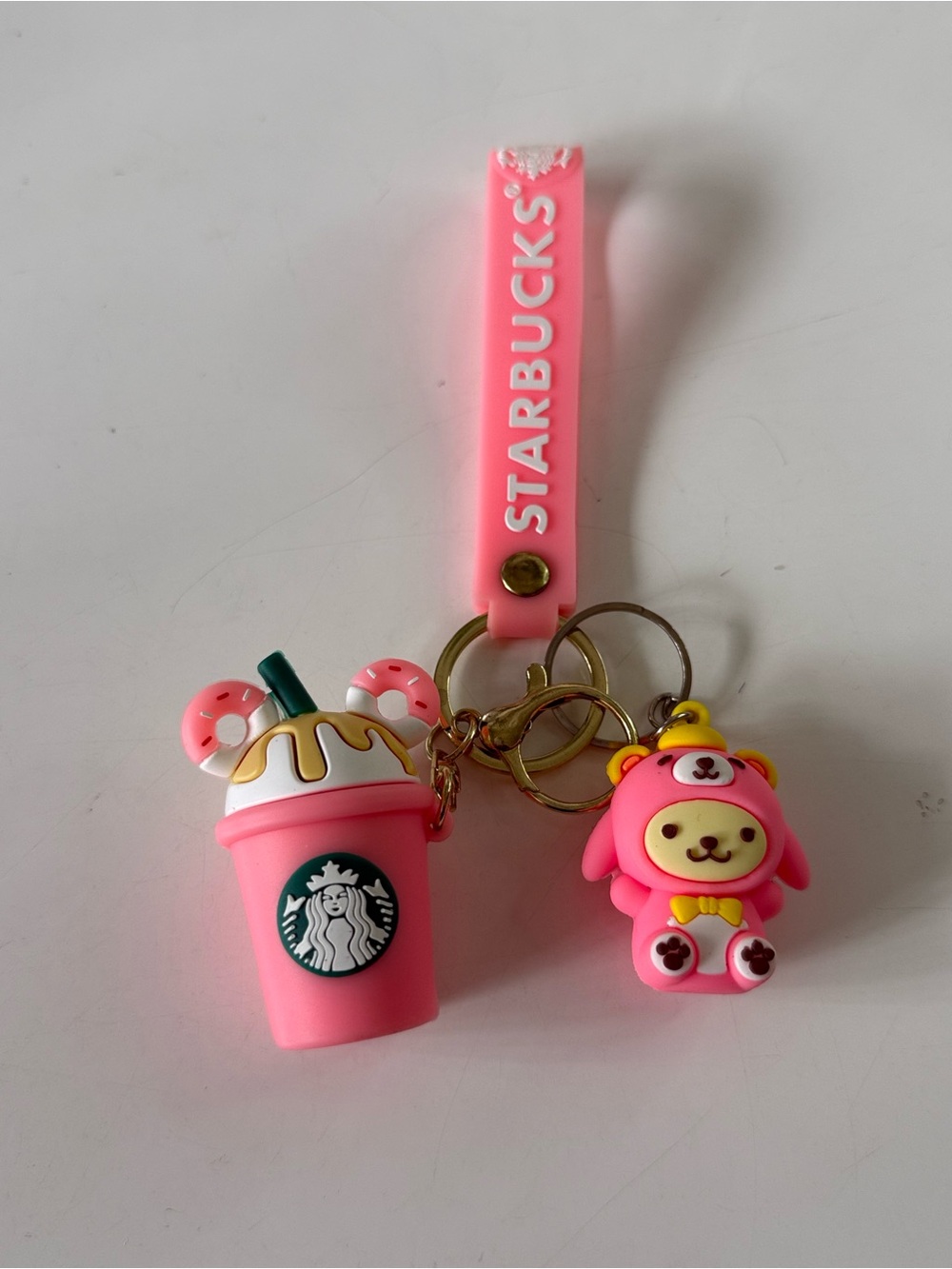 Starbucks Pink Cup & Character Keychain - Cute Kids Toy Accessory - Picture 3 of 3